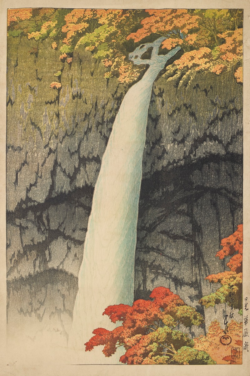 Kawase Hasui - Nikko Kegon taki (Kegon waterfall, Nikko)