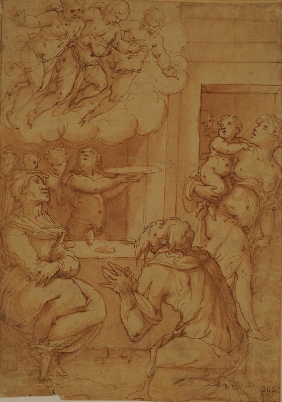 Giorgio Vasari - Los tres ángeles apareciendo a la familia de Abraham