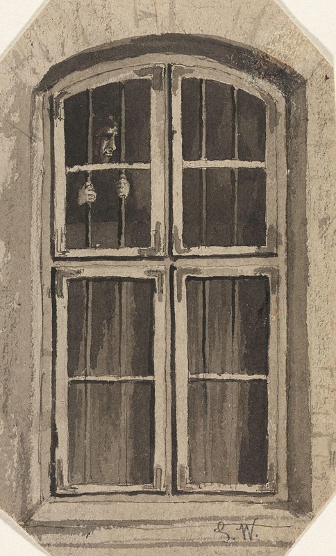 Gustav Wentzel - Figure Behind a Barred Window