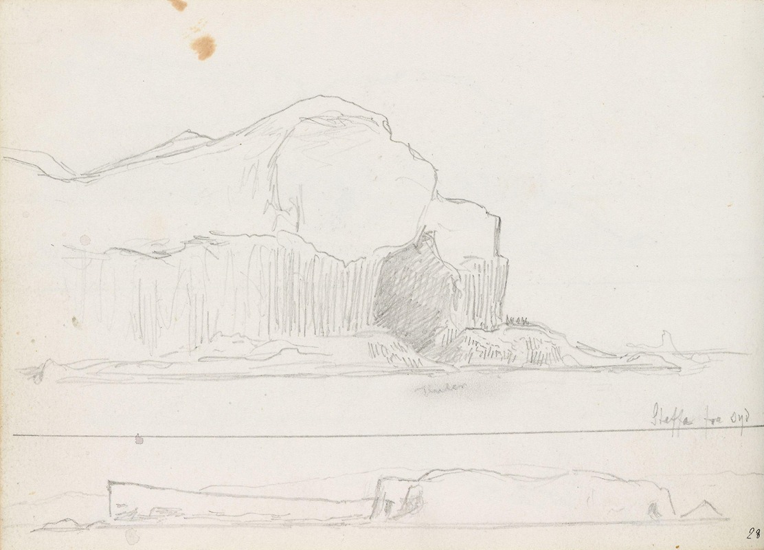 Hans Gude - Fingal’s Cave; Staffa sett fra sør