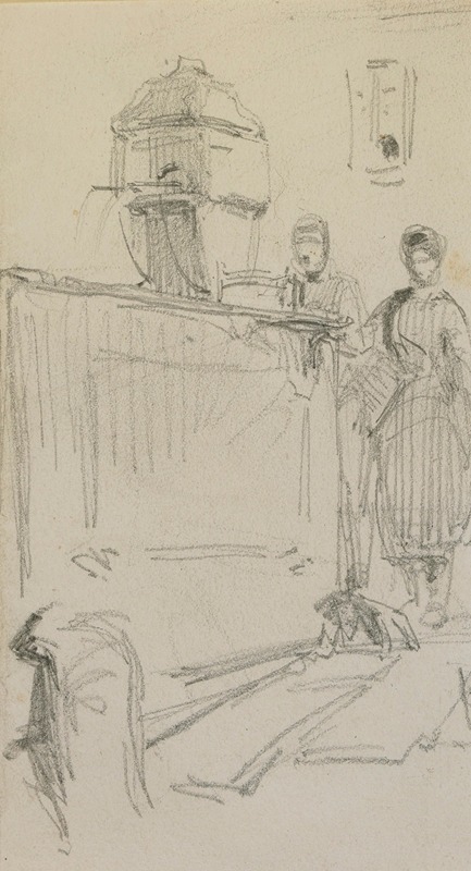 James Abbott McNeill Whistler - Figures by a fountain
