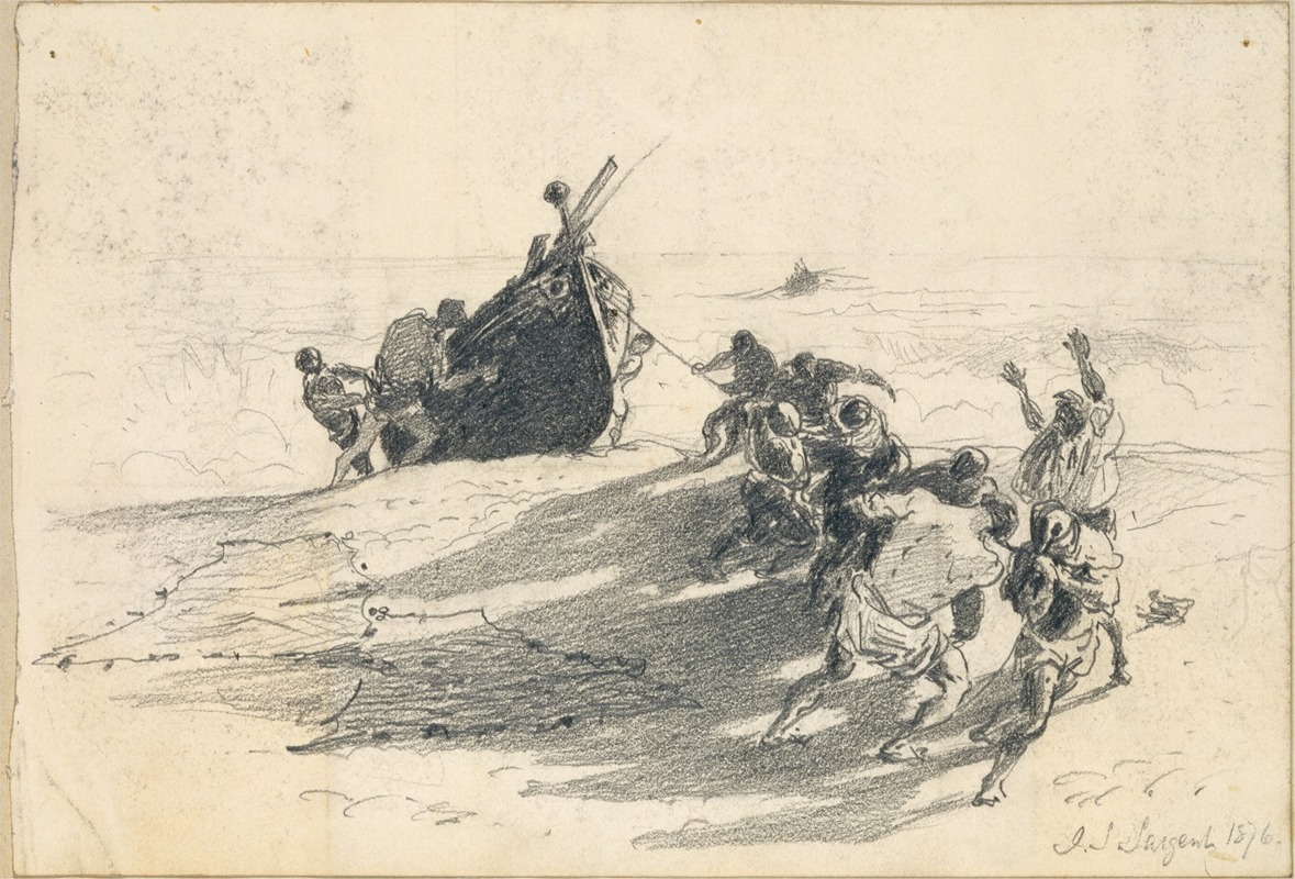 John Singer Sargent - Men Hauling Lifeboat onto Beach