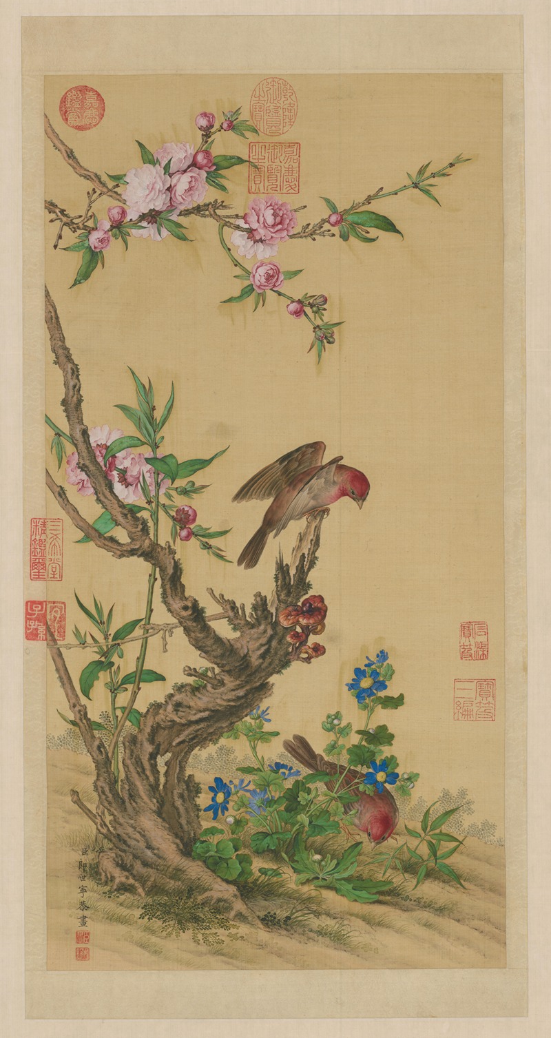 Giuseppe Castiglione - Flower and Bird Scroll