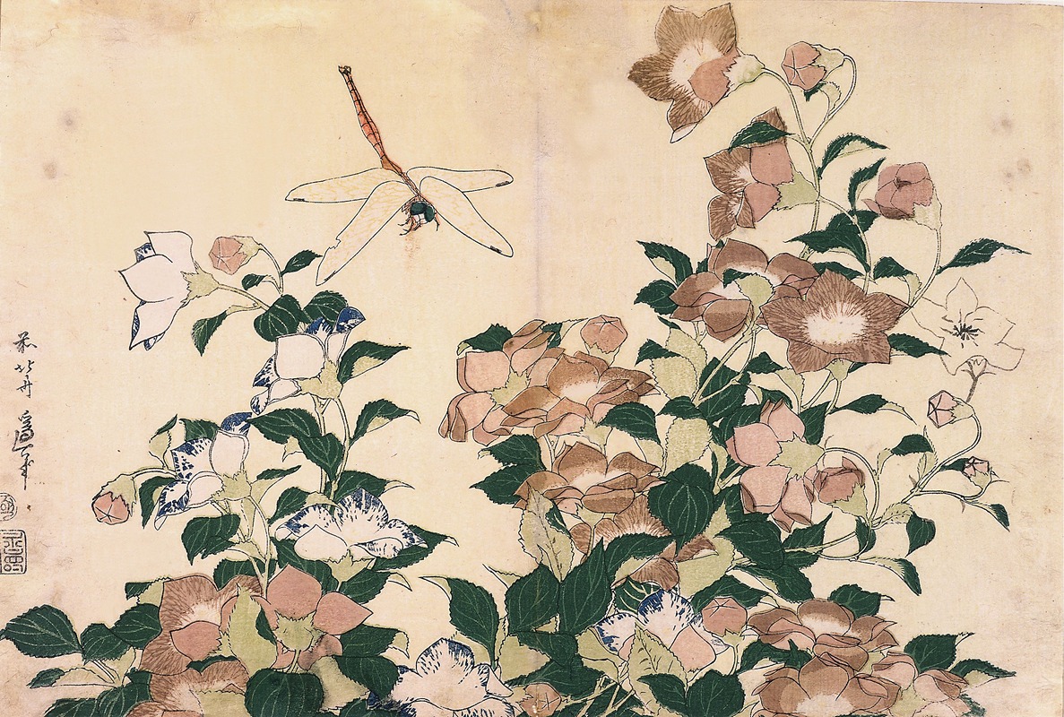 Katsushika Hokusai - Bellflower and Dragonfly