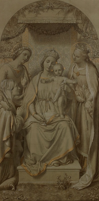 Andreas Müller - The Virgin and Child beneath a baldachin, with Saints Agnes, Dorothea and Irene