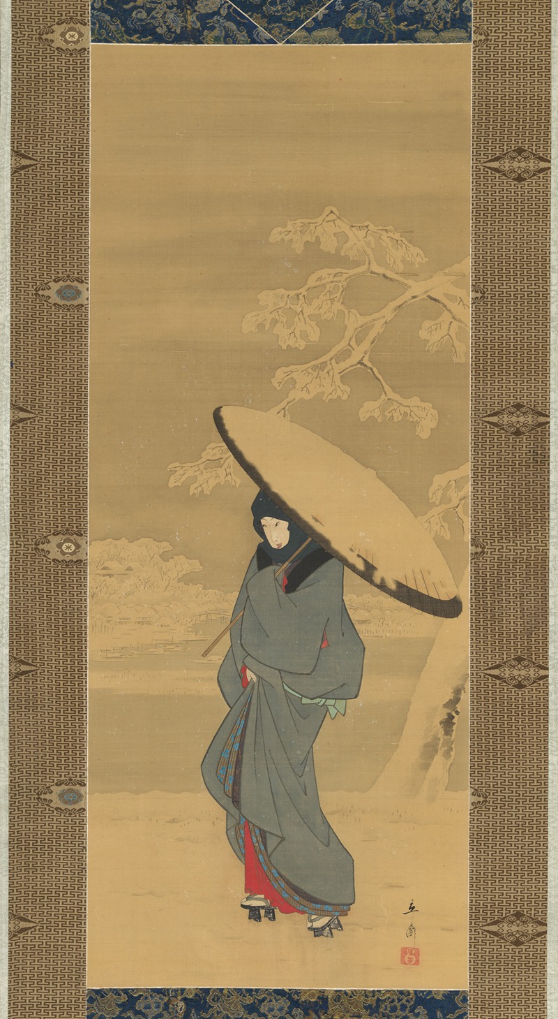 Utagawa Hiroshige - Woman Walking in the Snow