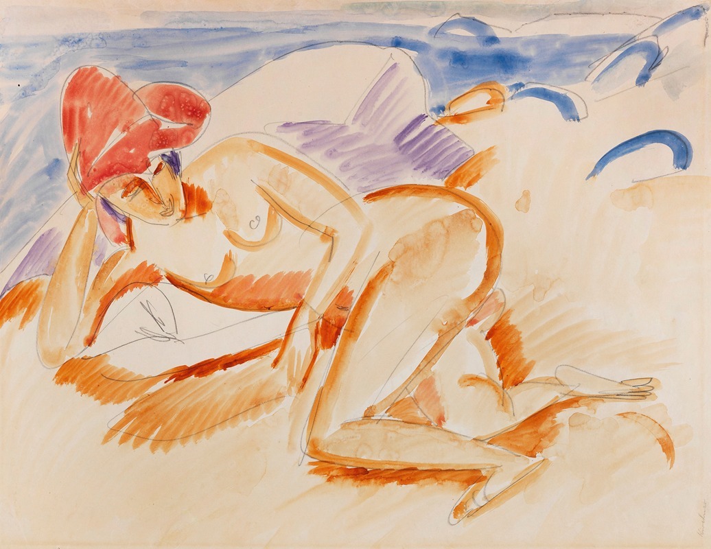 Ernst Ludwig Kirchner - Akt mit rotem Hut
