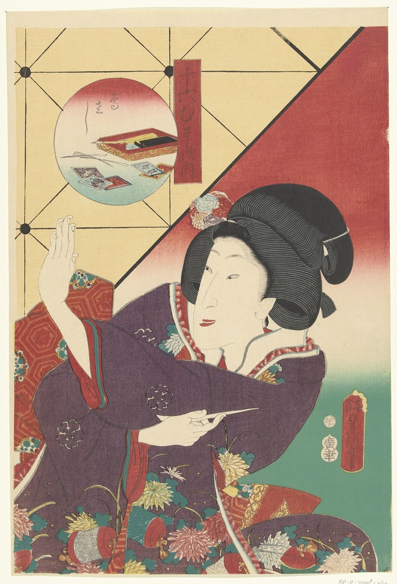 Utagawa Kunisada (Toyokuni III) - Woman in autumn kimono
