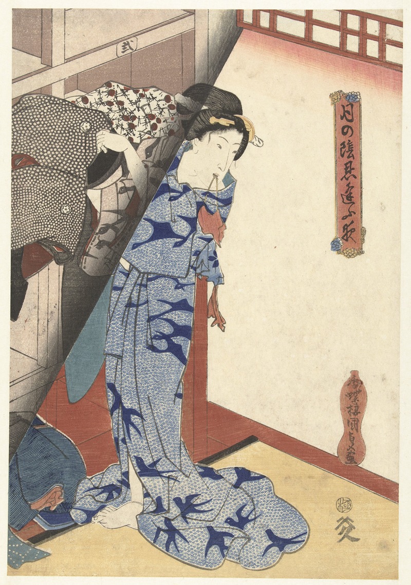 Utagawa Kunisada (Toyokuni III) - Woman putting away a kimono
