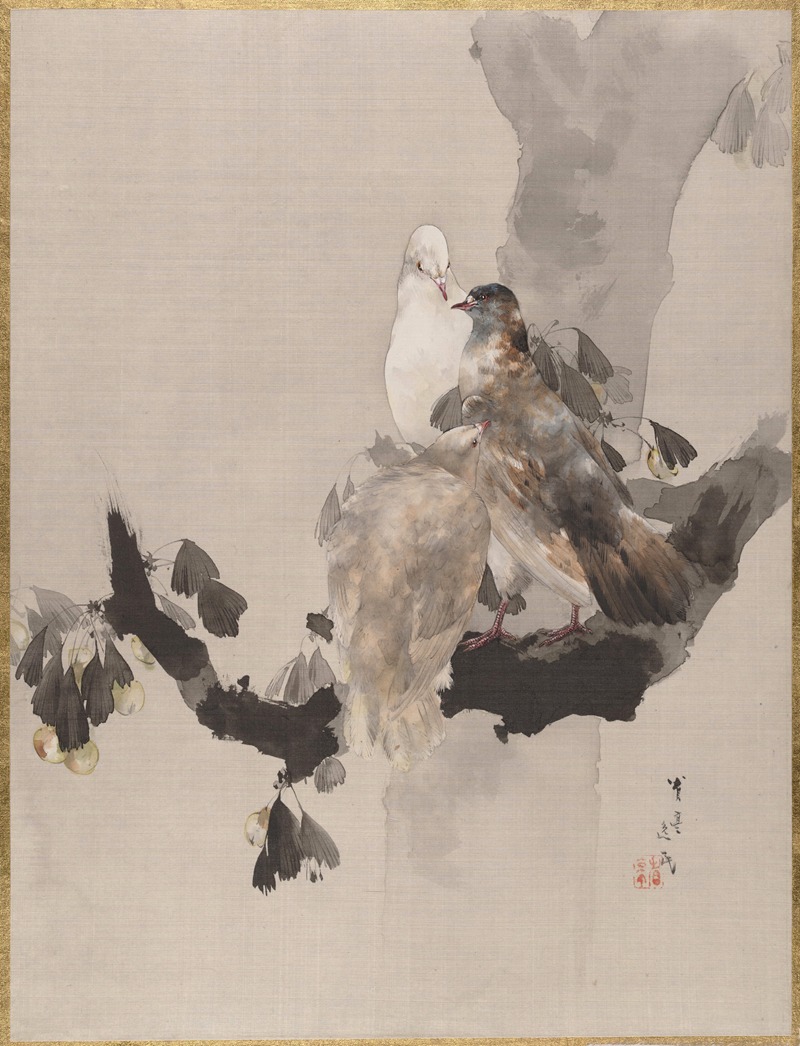 Watanabe Seitei - Pigeons in a Tree