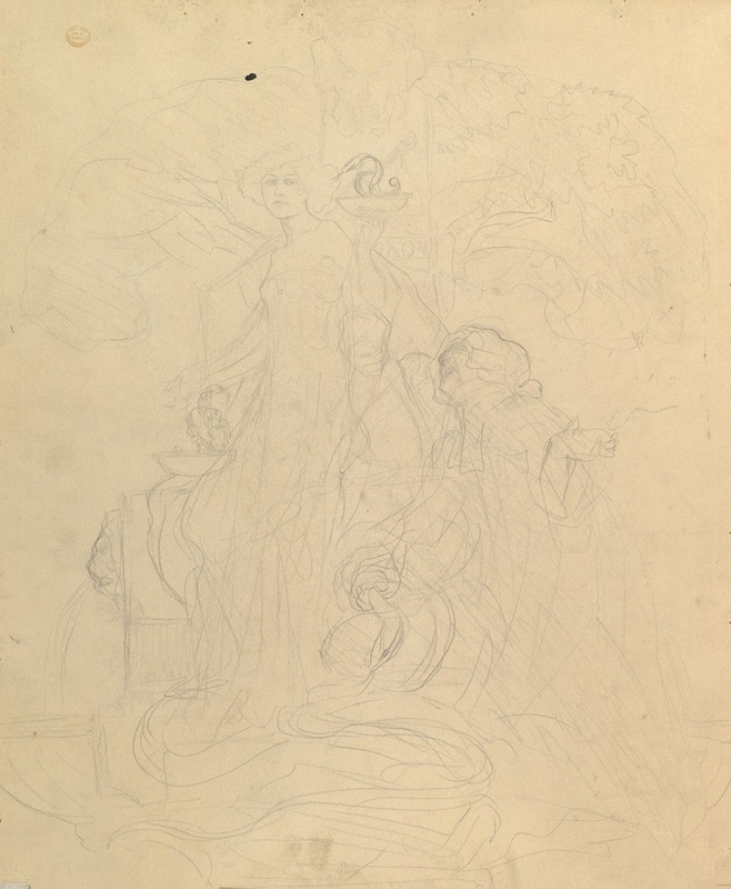 Franz von Bayros - Study for a Bookplate with St. George Rescuing a Maiden from a Dragon.