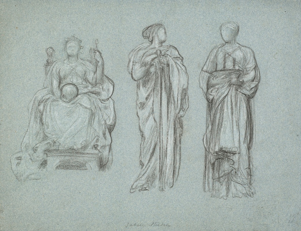 Frederic Leighton - Three studies of draped female figures, one seated