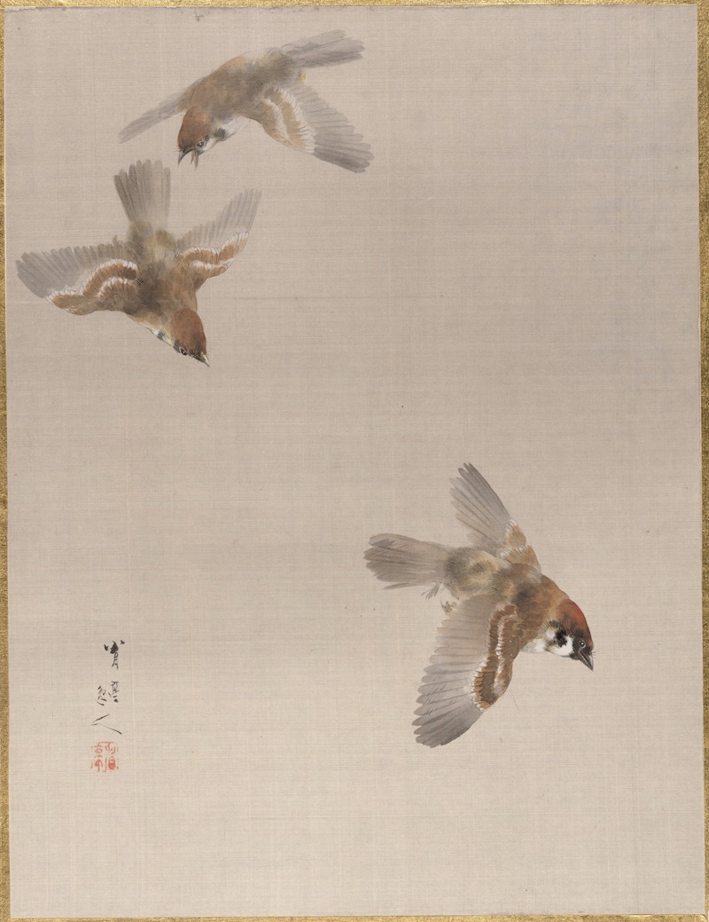 Watanabe Seitei - Sparrows Flying
