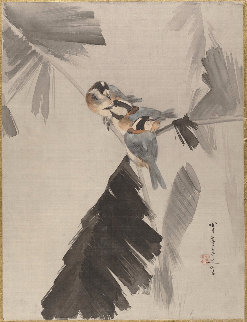 Watanabe Seitei - Three Birds on Branch