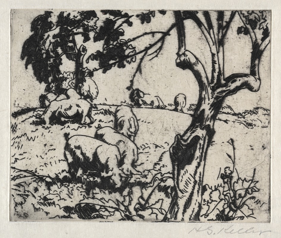 Henry Keller - Pigs in Orchard