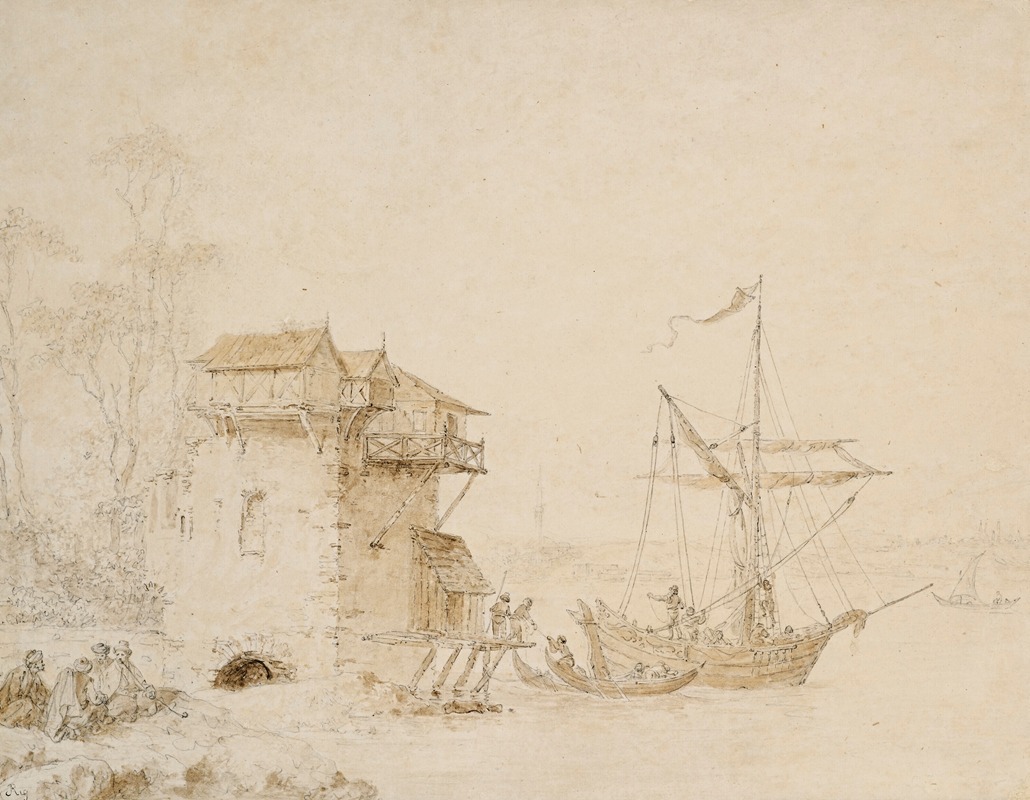 Jean-Baptiste Le Prince - Le péage à bateau dans un paysage orientaliste