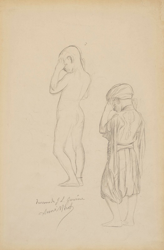 Jean-Léon Gérôme - Two studies of a standing boy holding his hands up in prayer