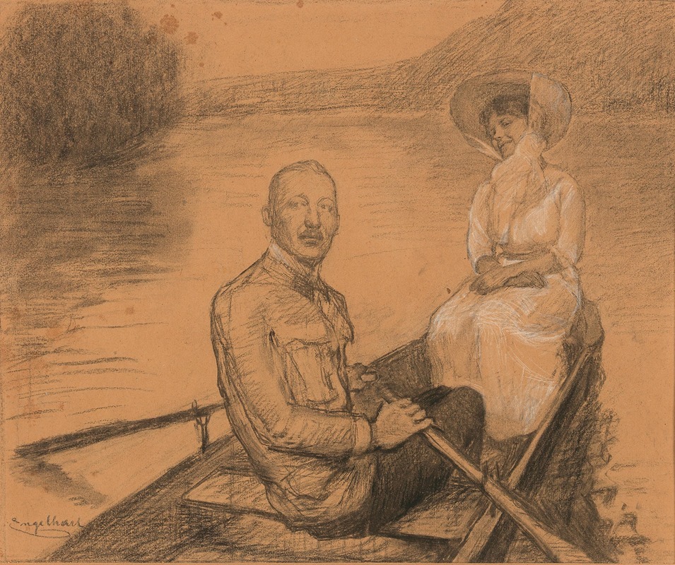 Josef Engelhart - A couple in a row boat