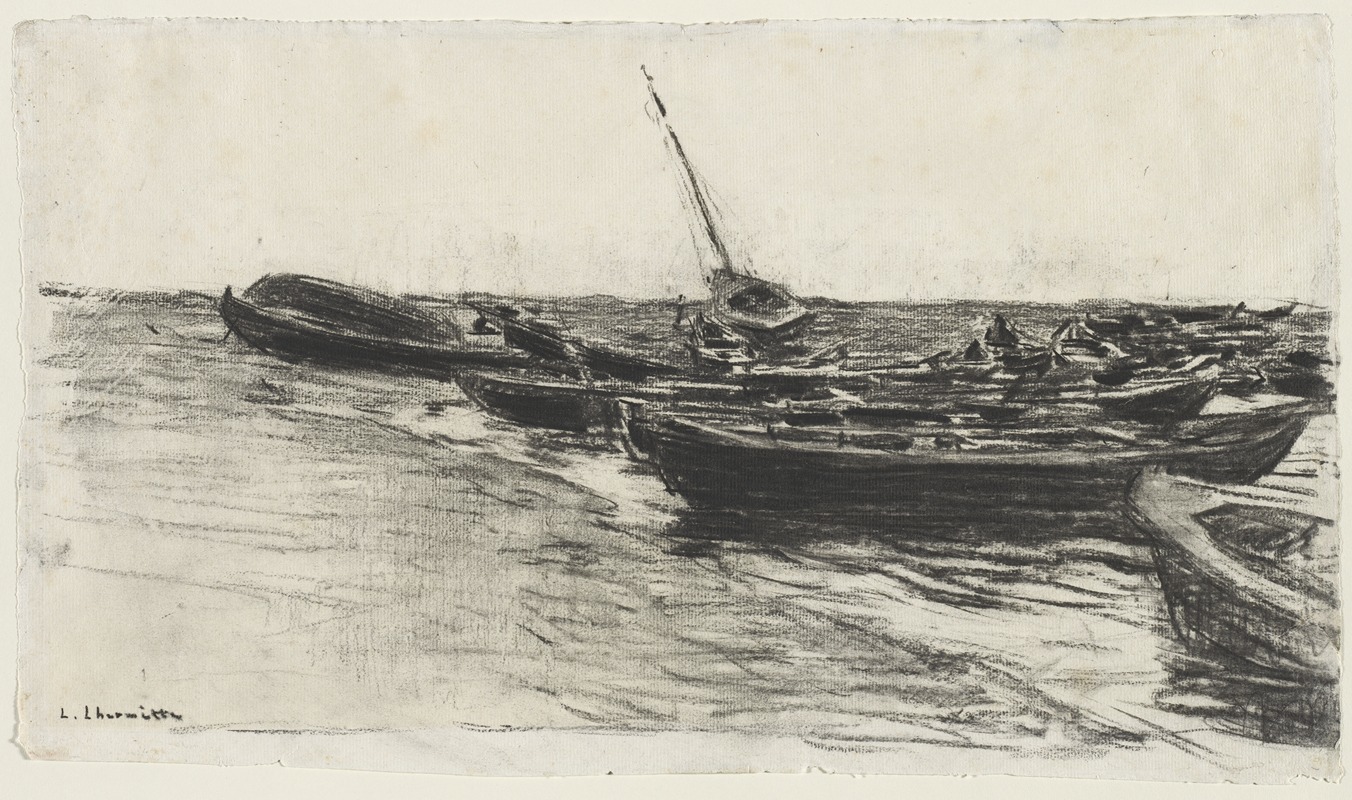 Léon Augustin Lhermitte - Fishing Boats on the Beach at Étretat