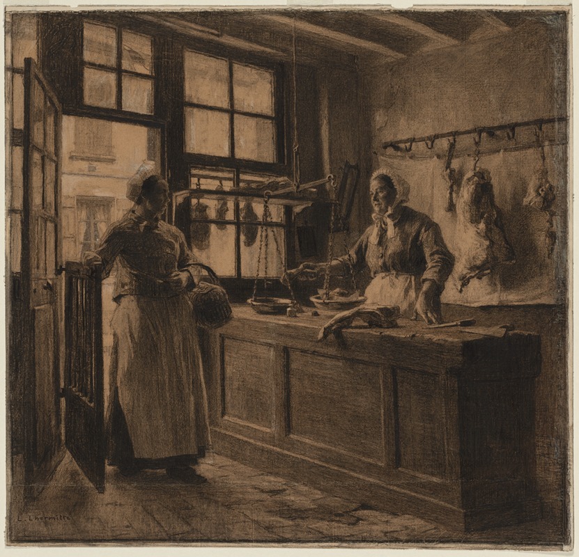 Léon Augustin Lhermitte - Interior of a Butcher Shop