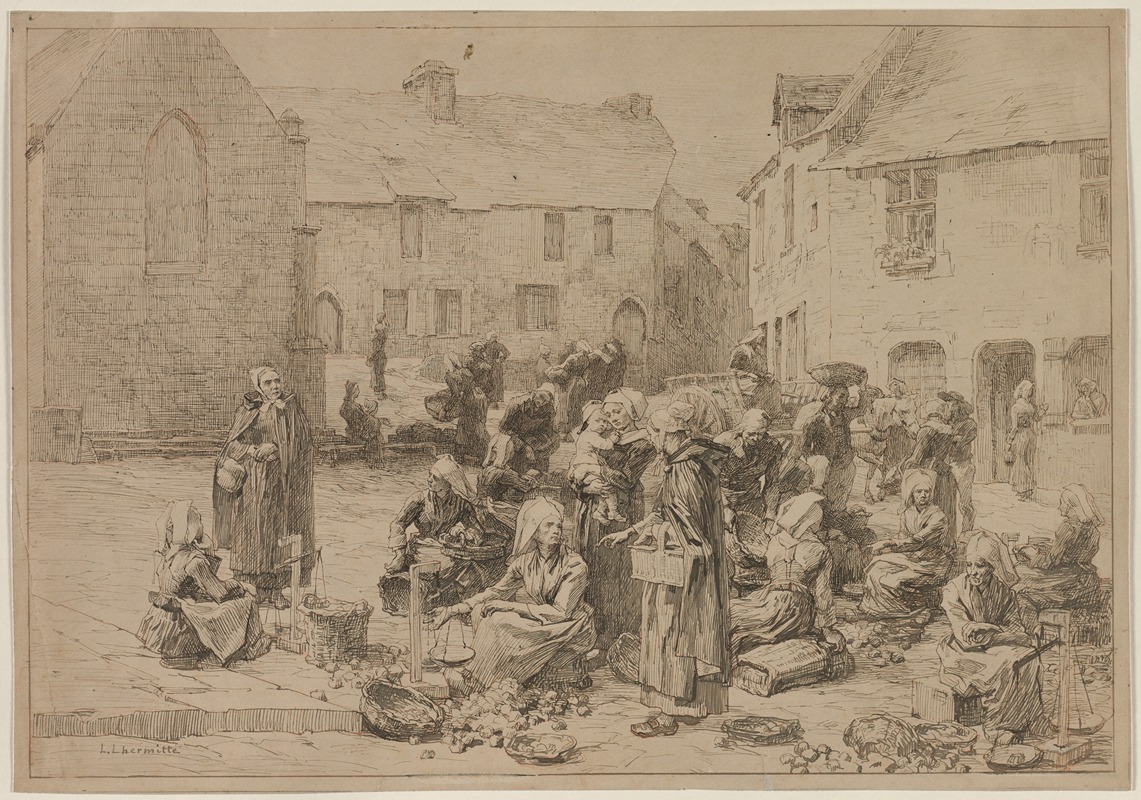 Léon Augustin Lhermitte - The Apple Market at Landerneau