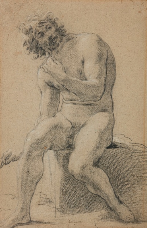 Michel Dorigny - Study of a seated male nude