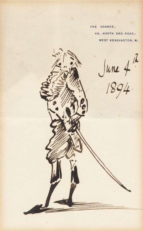 Sir Edward Coley Burne-Jones - Self caricature in formal dress on the occasion of his baronetcy