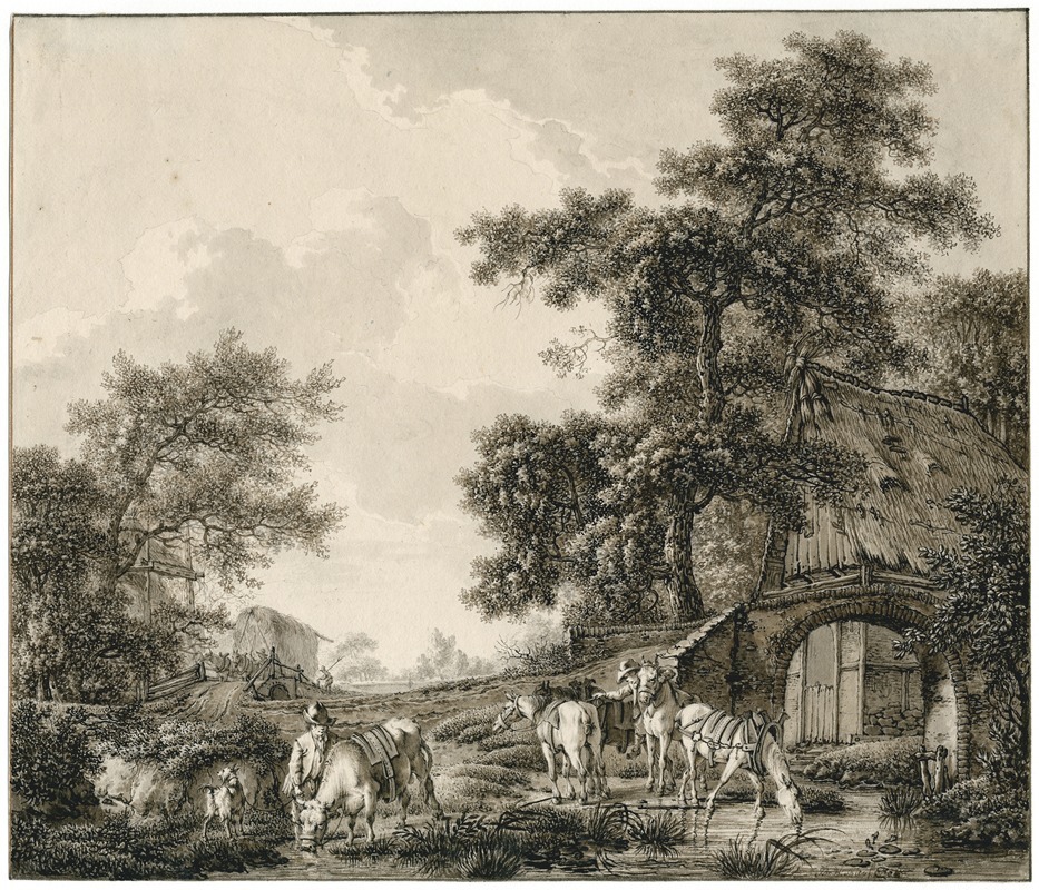 Barend Hendrik Thier - Landscape with horses