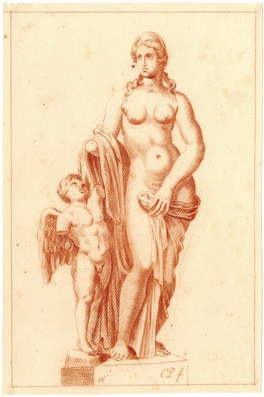 Cornelis Pronk - Beeld van naakte godin en Amor, Venus