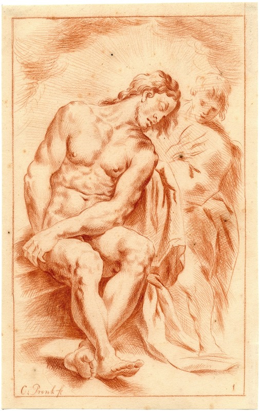 Cornelis Pronk - Tekening van Christus op de steen met engel