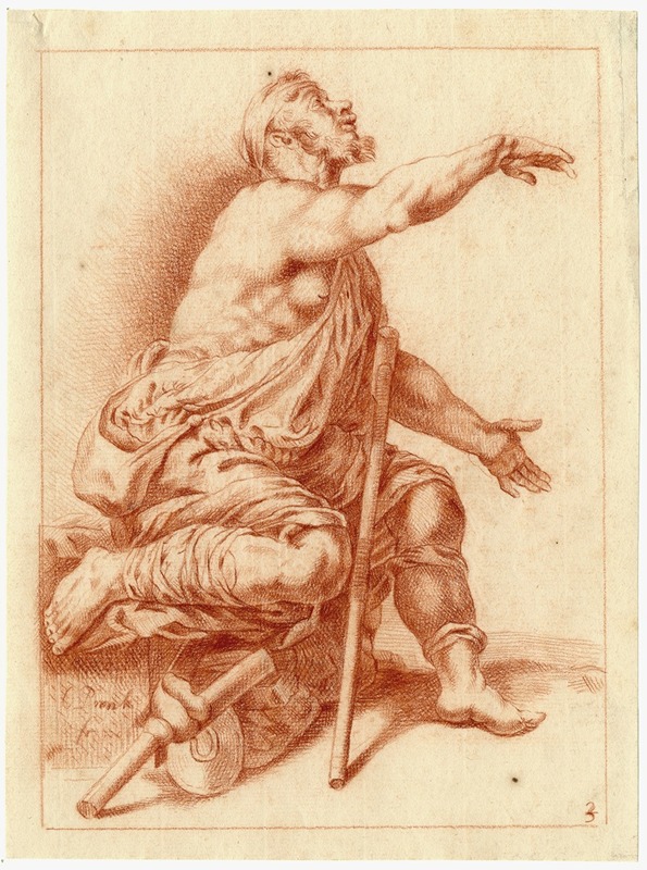 Cornelis Pronk - Tekening van een zittende kreupele man
