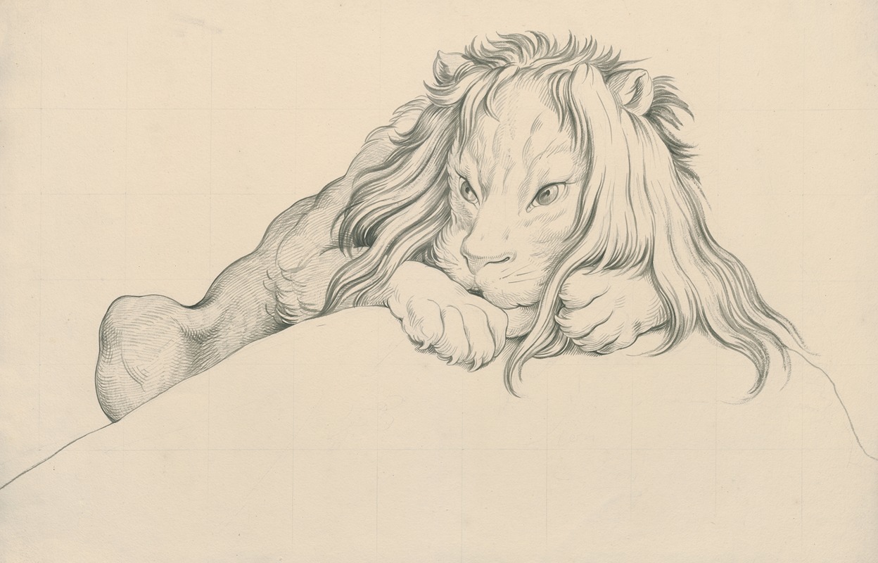 David Humbert de Superville - A lion, partly hidden behind an elevation