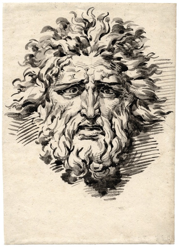 David Humbert de Superville - Head of a bearded man with a frightened expression