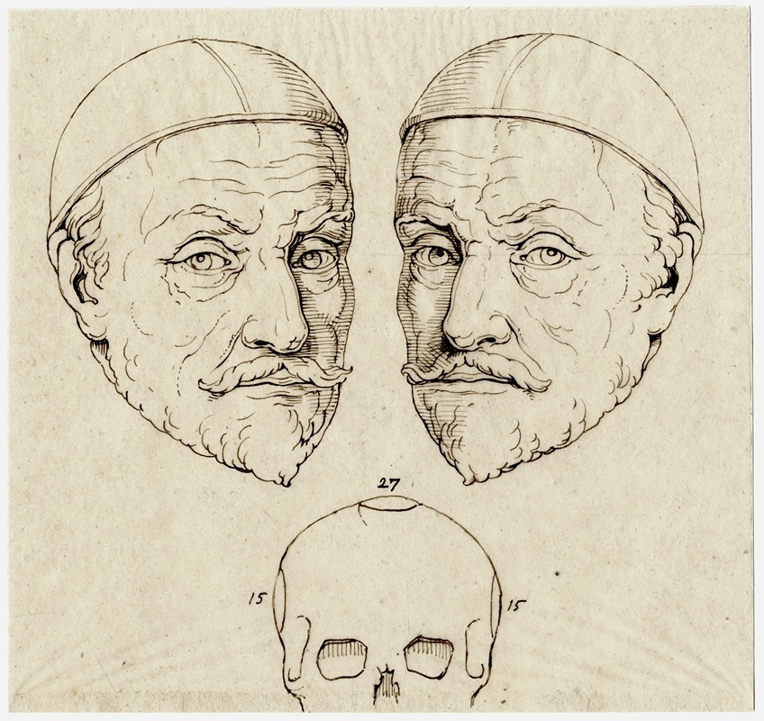 David Humbert de Superville - Kop van Willem van Oranje: beeld, spiegelbeeld, schedel