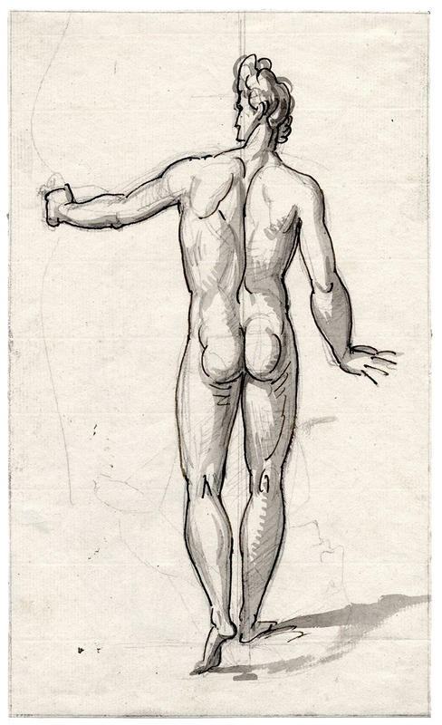 David Humbert de Superville - Man posing as the Apollo Belvedere, seen on his back
