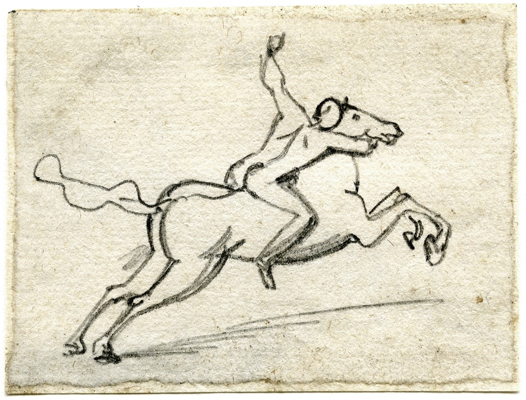David Humbert de Superville - Man, zich vastklampend aan steigerend paard