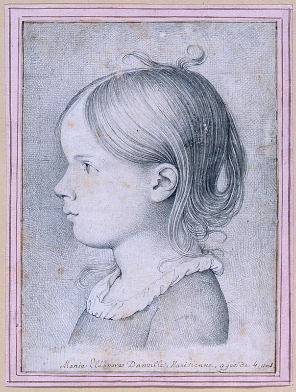 David Humbert de Superville - Portrait of 4 year old Marie Danville, bust in profile to the left