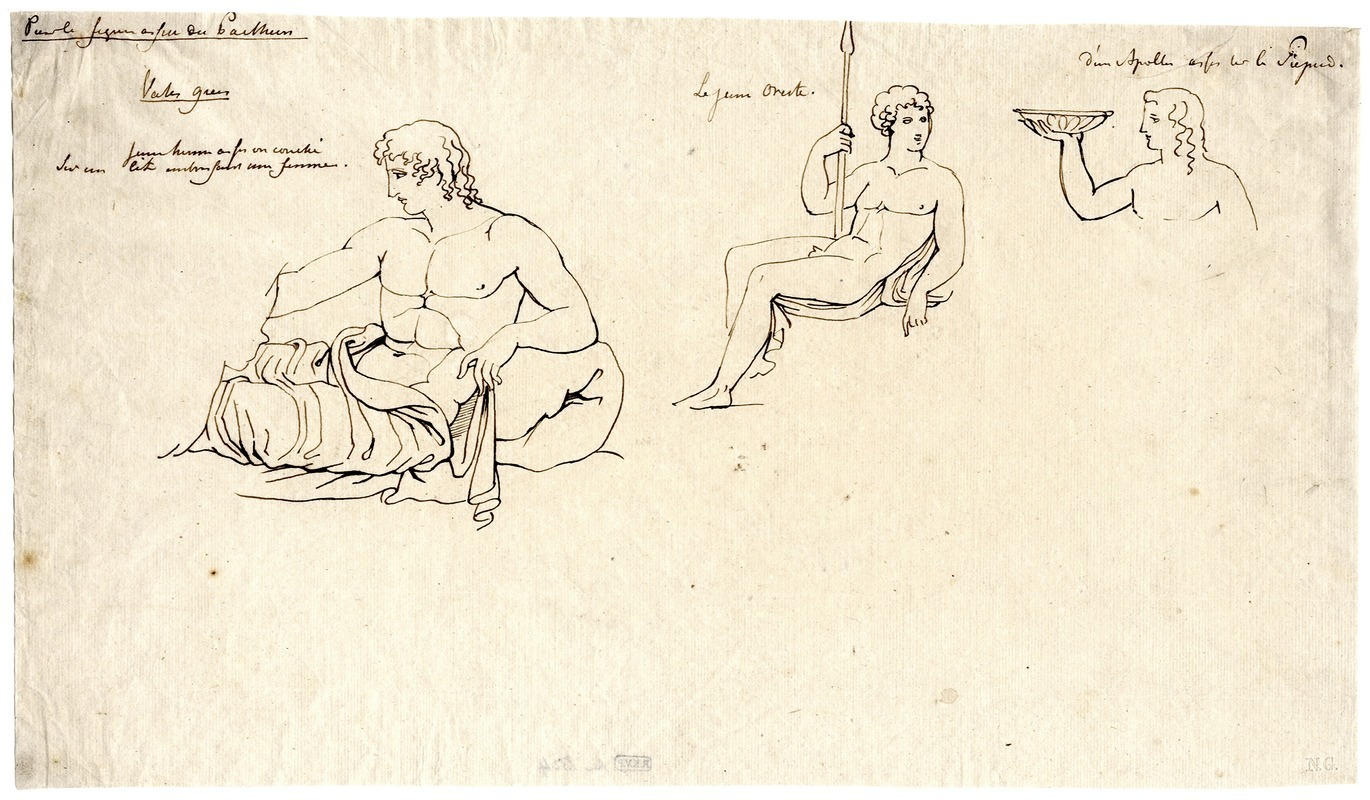 David Humbert de Superville - Three sitting figures, Orestes, Apollo and an unidentifiable youth