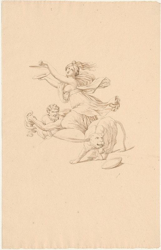David Humbert de Superville - Vrouw met bekkens bij Bacchusfiguur met slang en leeuw