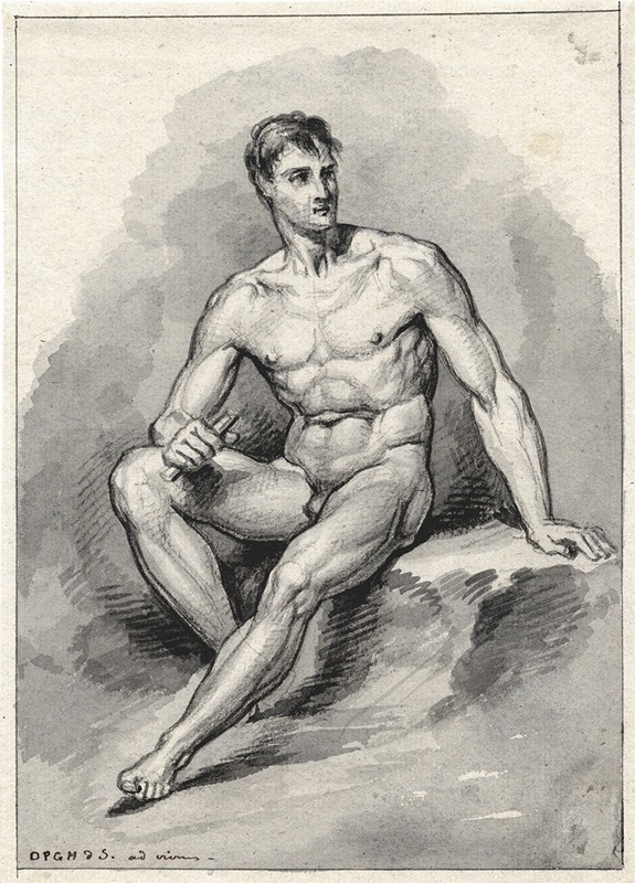 David Humbert de Superville - Zittend mannelijk naakt