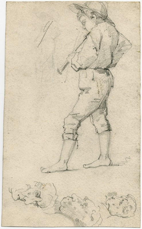Floris Verster - Standing boy with an oboe, three heads
