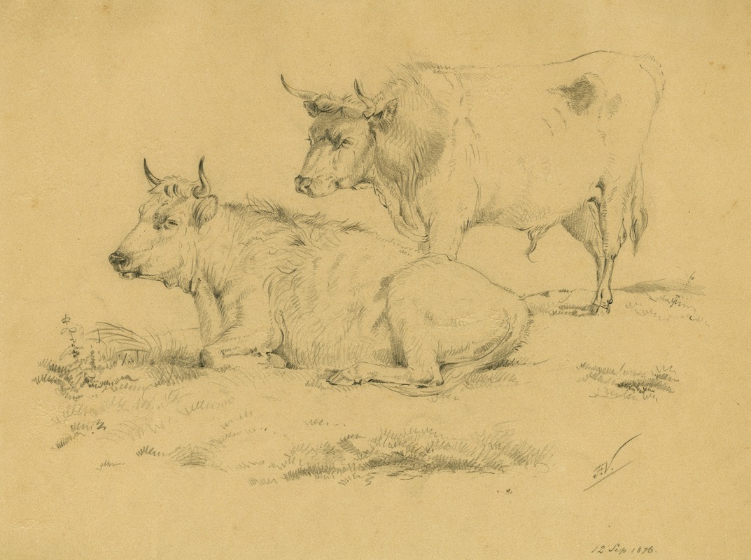 Floris Verster - Two cows on a pasture