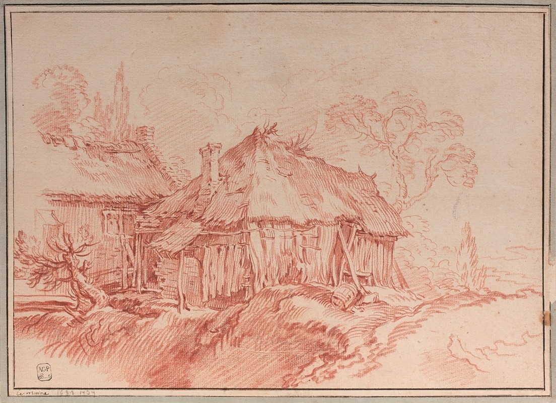 François Boucher - Chaumières dans un paysage, d’après Abraham Bloemaert