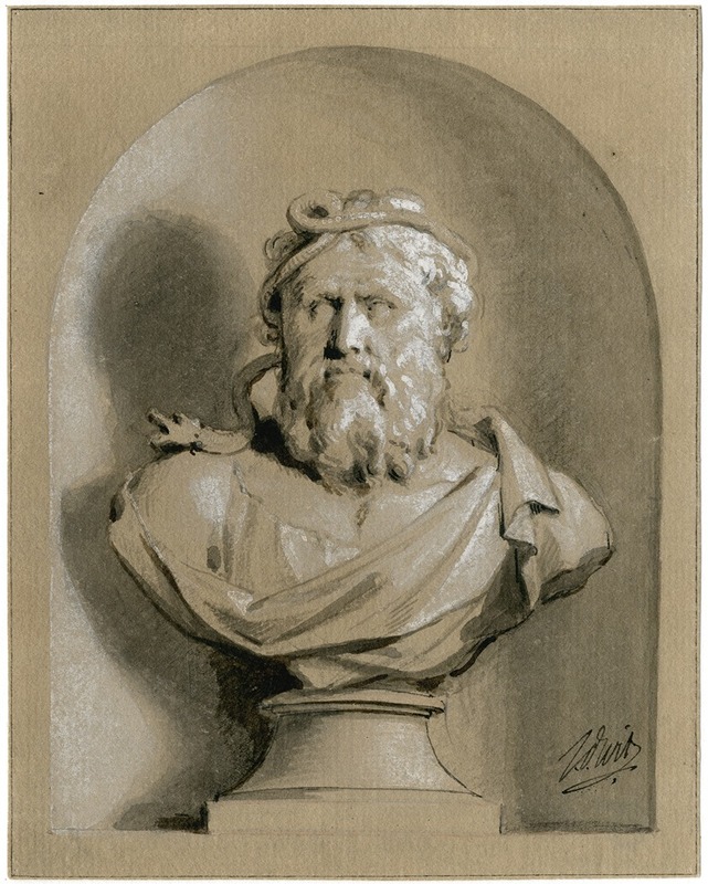 Jacob de Wit - Aesculapius: borstbeeld in een nis