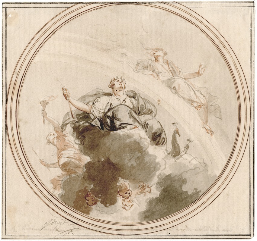 Jacob de Wit - Design for a ceiling decoration, figuring Juno