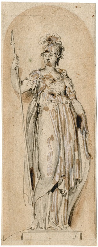 Jacob de Wit - Design for the painting of a door of a bookcase: Minerva