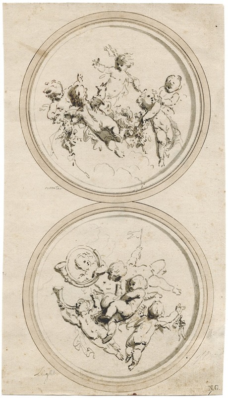 Jacob de Wit - Medallions with putti, representing Water and Air