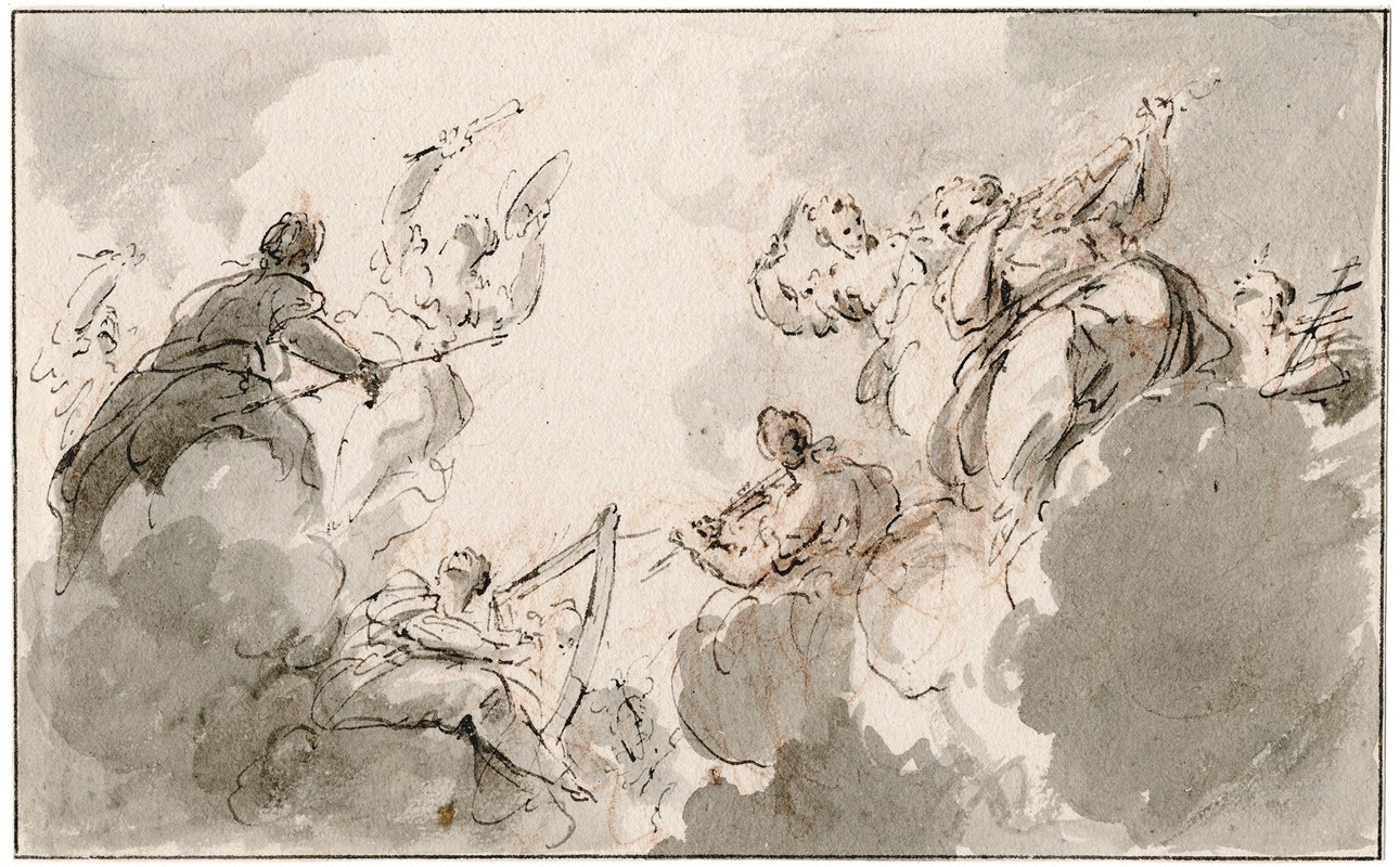 Jacob de Wit - Muziekmakende vrouwenfiguren in de wolken