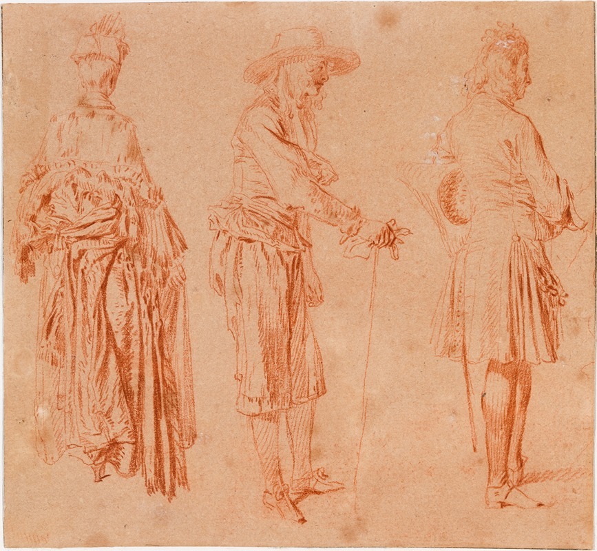 Jean-Antoine Watteau - A Lady and Two Gentlemen