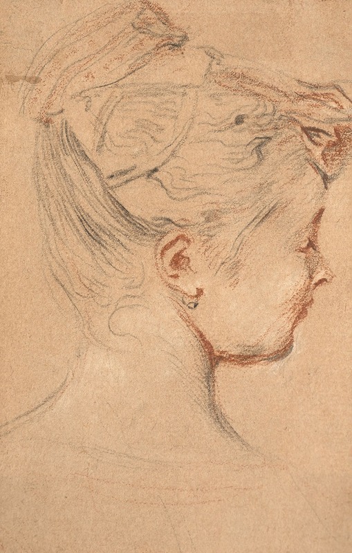Jean-Antoine Watteau - Tête de femme de profil